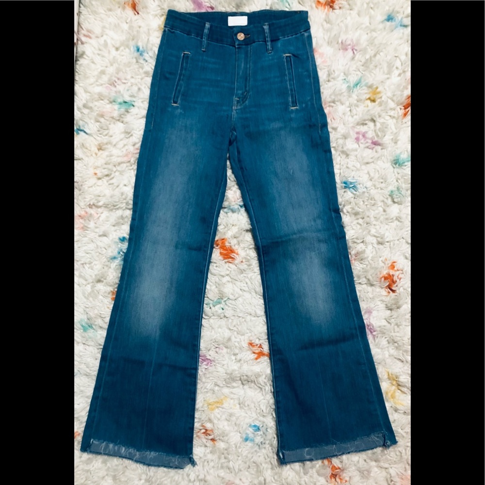 MOTHER Wide Leg Raw Hem Denim Jeans Size 25